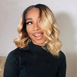 13x6 Lace Front Bob Wig #T1B/613 Blonde Color Body Wave