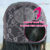 None Lace Wig 3c Afro Kinky Curly Hand Tied With Bangs