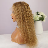 13x6 Transparent Lace Front Wig Honey Blonde #27 Deep Wave