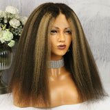 13x6 Transparent Lace Front Wig Highlight Color Kinky Straight