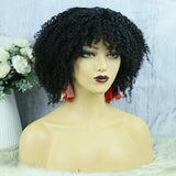 None Lace Wig 3c Afro Kinky Curly Hand Tied With Bangs