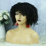 None Lace Wig 3c Afro Kinky Curly Hand Tied With Bangs