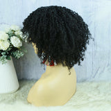 None Lace Wig 3c Afro Kinky Curly Hand Tied With Bangs