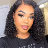 13X6 Transparent Lace Frontal Short Bob Wig Jerry Curl Y2