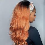 Lazy Girl Headband Wig Brazilian Hair Ginger Orange Color Body Wave