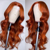 Magic Love 13x6 Transparent Lace Front Wig Orange Ginger Color Body Wave