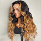 13x6 Transparent Lace Front Wig Ombre T1B/30 Body Wave