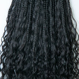 Crochet Boho Box Braids with Human Hair Curls 14 Inch