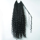 Crochet Boho Box Braids with Human Hair Curls 18 Inch