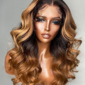 5x5 Lace Closure Wig Ombre Color Body Wave