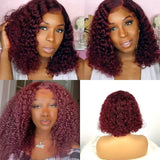 13x6 Lace Front Bob Wig 99J Color Deep Curly