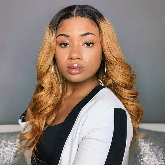 5x5 HD Swiss Lace Closure Wig 1b/27 Color Wave