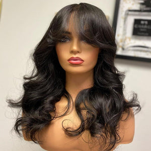 13x6 Transparent Lace Front Wig Big Body Wave With Bang