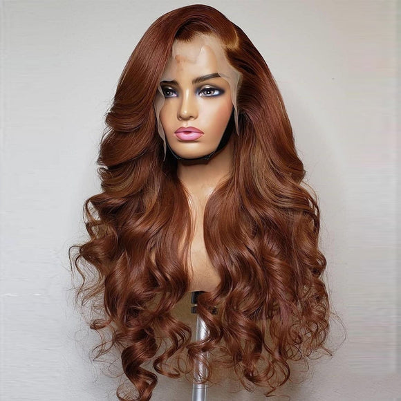 Pre-Plucked Bronze Brown Color 13x6 Lace Front Wig