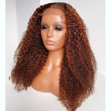 5x5 Lace Closure Wig Copper Color Kinky Curly