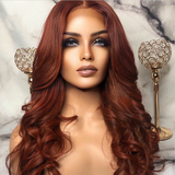 5x5 Lace Closure Wig Copper Color Body Wave