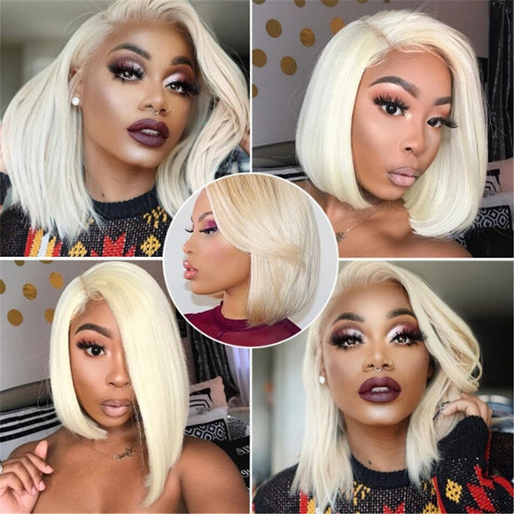 #613 Blonde Color 13x6 Lace Front Bob Wig Silky Straight