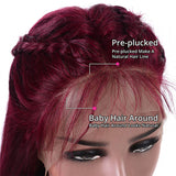 Clearance Sale 99J Burgundy Color 13x4 Lace Front Wigs Straight