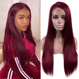 Clearance Sale 99J Burgundy Color 13x4 Lace Front Wigs Straight