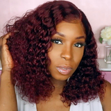 13x6 Lace Front Bob Wig 99J Color Deep Curly