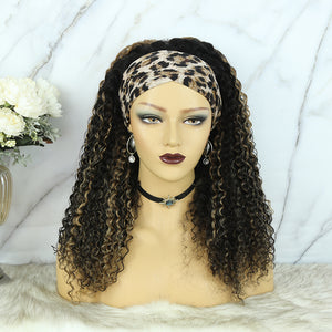Lazy Girl Headband Wig Brazilian Hair Highlighted Ombre Color Deep Curly