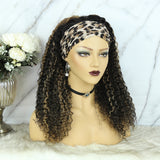 Lazy Girl Headband Wig Brazilian Hair Highlighted Ombre Color Deep Curly