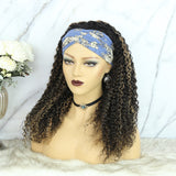 Lazy Girl Headband Wig Brazilian Hair Highlighted Ombre Color Deep Curly