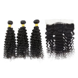 Brazilian Hair Bundles (3pcs) + Lace Frontal (1pc) Deep Wave