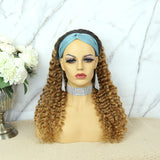 Lazy Girl Headband Wig Brazilian Hair #27 or T1B/27 Honey Blonde Deep Wave