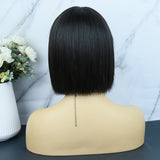 SALE:Full Machine Made Human Hair Bob Wig Straight With Bang