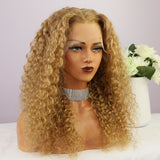 13x6 Transparent Lace Front Wig Honey Blonde #27 Deep Wave