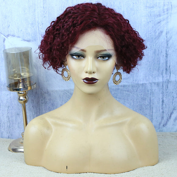 13X4 T Part Lace Front Wig 99J Color Pixie xx02