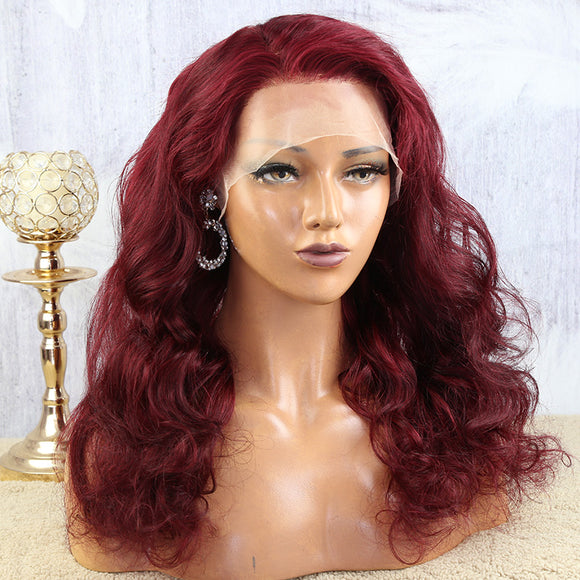 Clearance Sale 99J Burgundy Color 13x4 Lace Front Wigs Body Wave