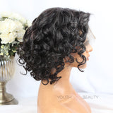 13X4 T Left Side Part Lace Front Bob Wig Salt&Pepper Loose Deep Wave