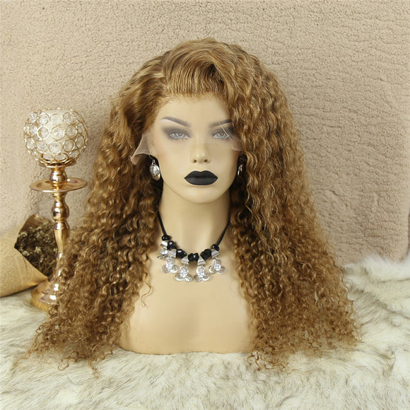 13x4 T Part Lace Front Wig Honey Blonde #27 Color Deep Wave