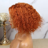 13x4 Lace Front Wigs Orange Color Deep Curly