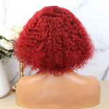 13x4 Lace Front Wigs Rose Red Color Deep Curly