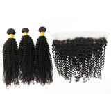 Brazilian Hair Bundles (3pcs) + Lace Frontal (1pc) Kinky Curl