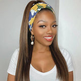 Lazy Girl Headband Wig Brazilian Hair Mix Color Highlights Straight
