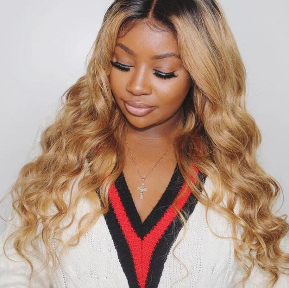 Ombre Color T1B/27 Wig 13x4 Lace Front Wig Body Wave