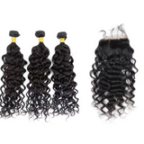 Brazilian Hair Deep Curly 3 Bundles +Closure