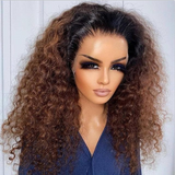 Undetectable 13x6 Frontal Lace Wig Ombre Color Deep Curly
