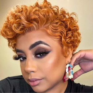 Pixie Curly 33#Color Wig 100% Human Hair