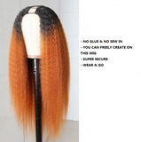 U Part Wig Brazilian Hair Ombre T1B/30 Kinky Straight
