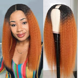 U Part Wig Brazilian Hair Ombre T1B/30 Kinky Straight