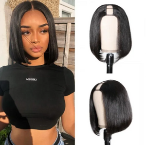 U Part Bob Wig Brazilian Hair Straight