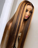 13x6 Transparent Lace Front Wig Honey Blonde Mix Color Straight