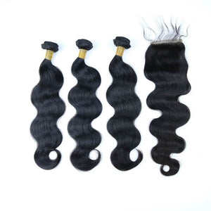 Brazilian Hair  Body wave 3 Bundles +Closure