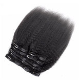 Clip In Human Hair Extensions Kinky Straight
