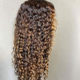 13x6 Transparent Lace Front Wig Highlight Honey Blonde Color Curly